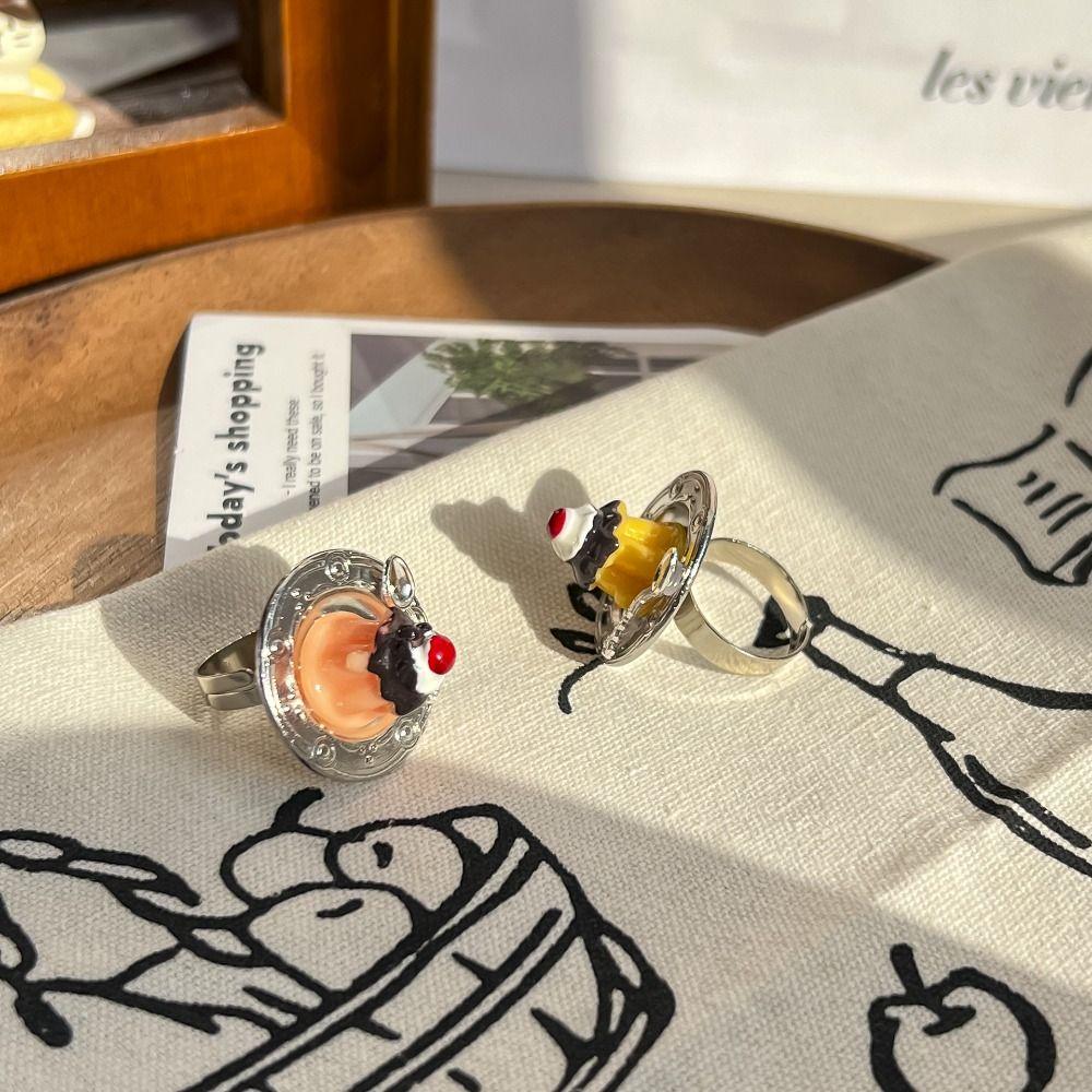 

Spoon Mousse Cake Rings Fork Jelly Finger Ring Sweet Adjustable Dessert Ring Couples J