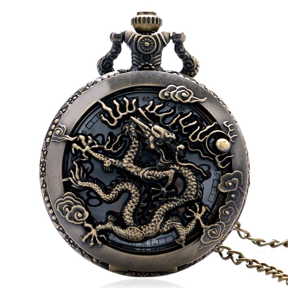 Vintage Chinese Zodiac Quartz Pocket Watch Necklace Pendant Gift Collectible Gifts for Men Women