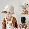 Baby Sunhat Girls Sun Hat Empty Top Outdoor Travel Beach Fisherman Hat 2-10T Infants Kids Sun Protections Ponytail Caps  Beige white