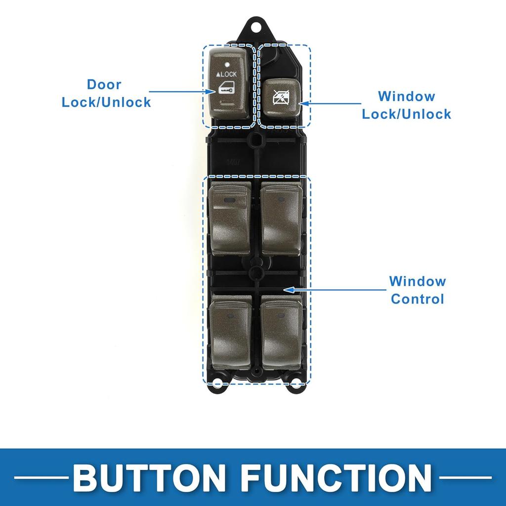 Interruptor de Vidro Elétrico Nº 8404050110 20 pinos Interruptor de Controle de Vidro Lado do Motorista Dianteiro Esquerdo para Lexus LS430 2001-2006 Preto Marrom