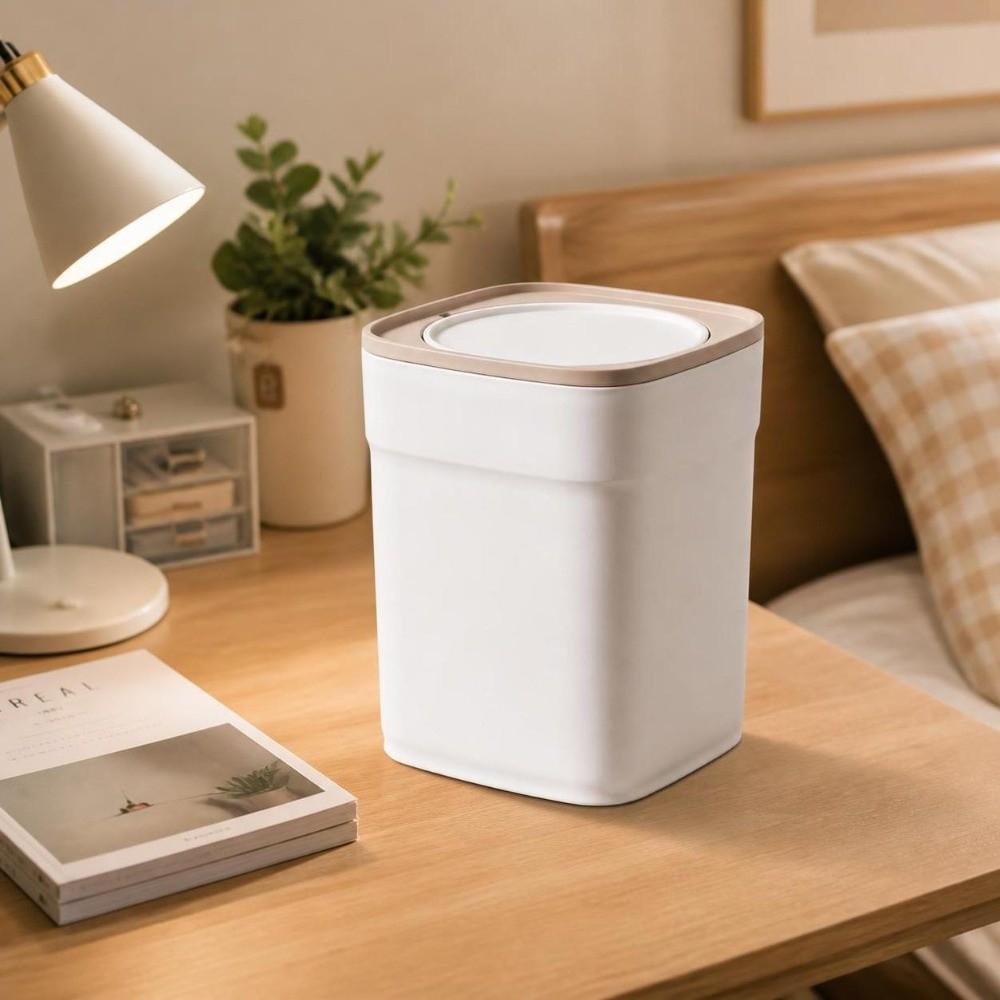 Plastic Desktop Trash Can Sealed Waste Paper Basket Durable Mini Waste Bin Bedroom