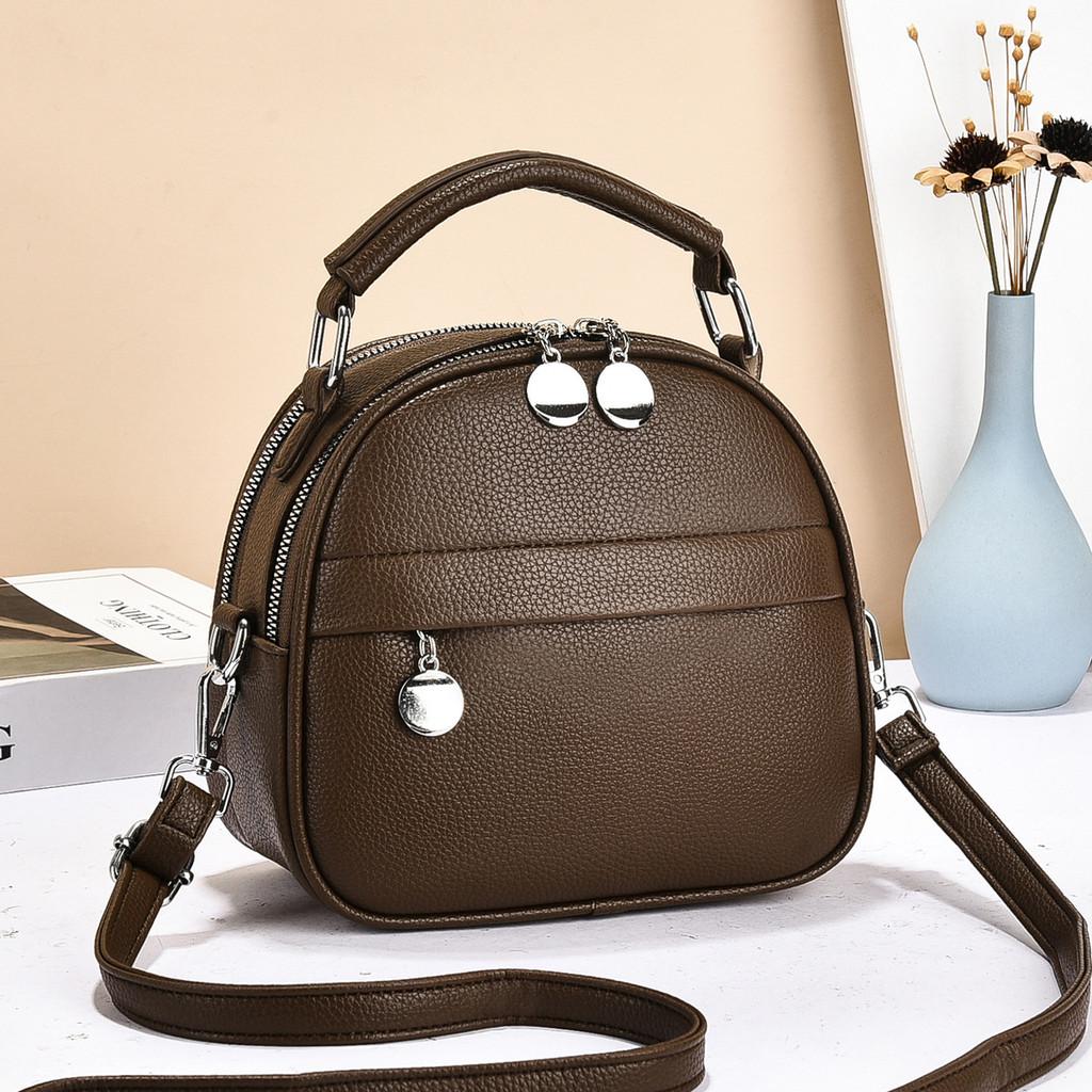 Pu Leather Small Round Crossbody Bag For Casual Travel Women