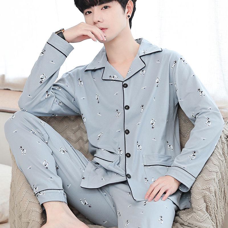 Men's Plus Size Pure Cotton Pajama Set - Long Sleeve for Spring, Autumn & Winter 2025