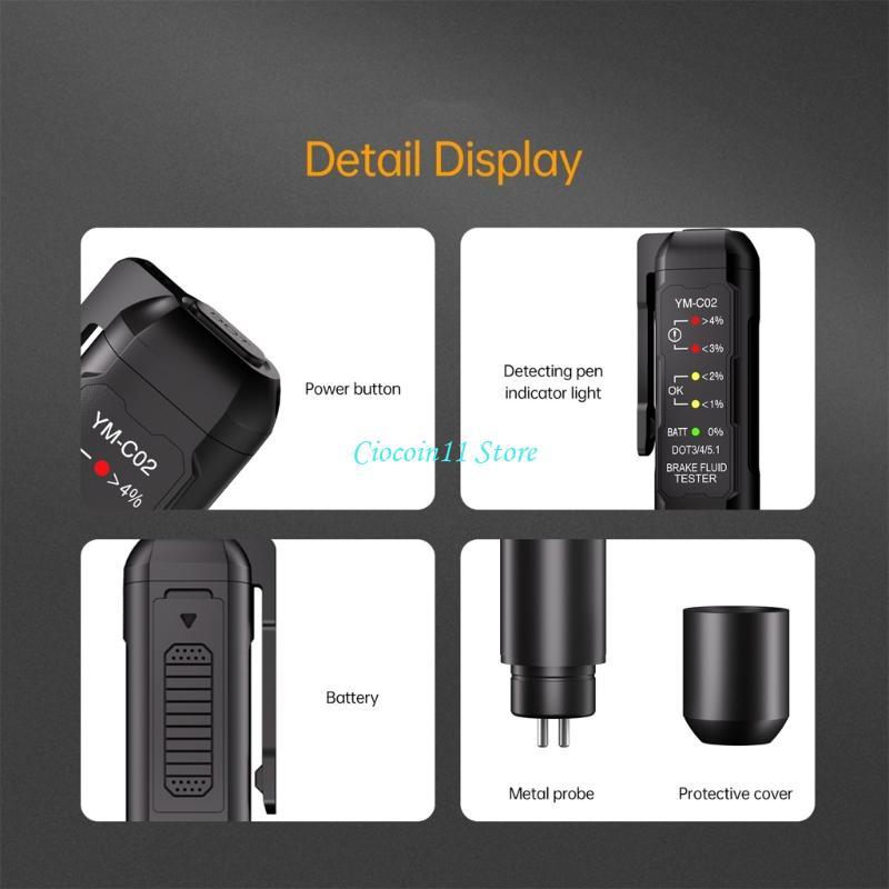 

Y1UB 5 Level Measurement Brake Fluid Diagnostic Tool Brake Fluid Tester with LED Automotive Brake Oil Detection Pen