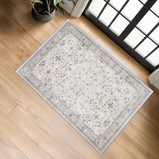 Retro Entrance Rug Ethnic Style Doormat Farmhouse Non-Slip Floor Mat Absorbent Living Room Rug for Entryway Kitchen Bathroom