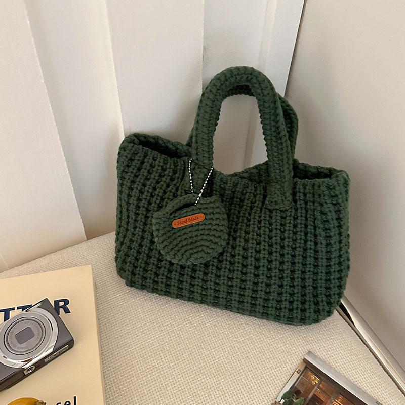 Borsa all'uncinetto fatta a mano retrò coreana Borsa a mano casual Borsa a tracolla Autunno e Inverno Nuova Mini Borsa Tote Borsa da ascella da donna