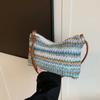 Beach Handbag Weave Straw Bag Multicolor Raffia Shoulder Bag Fashion Beach Crossbody Bag  Holiday
