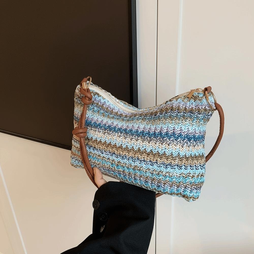 Beach Handbag Weave Straw Bag Multicolor Raffia Shoulder Bag Fashion Beach Crossbody Bag Holiday