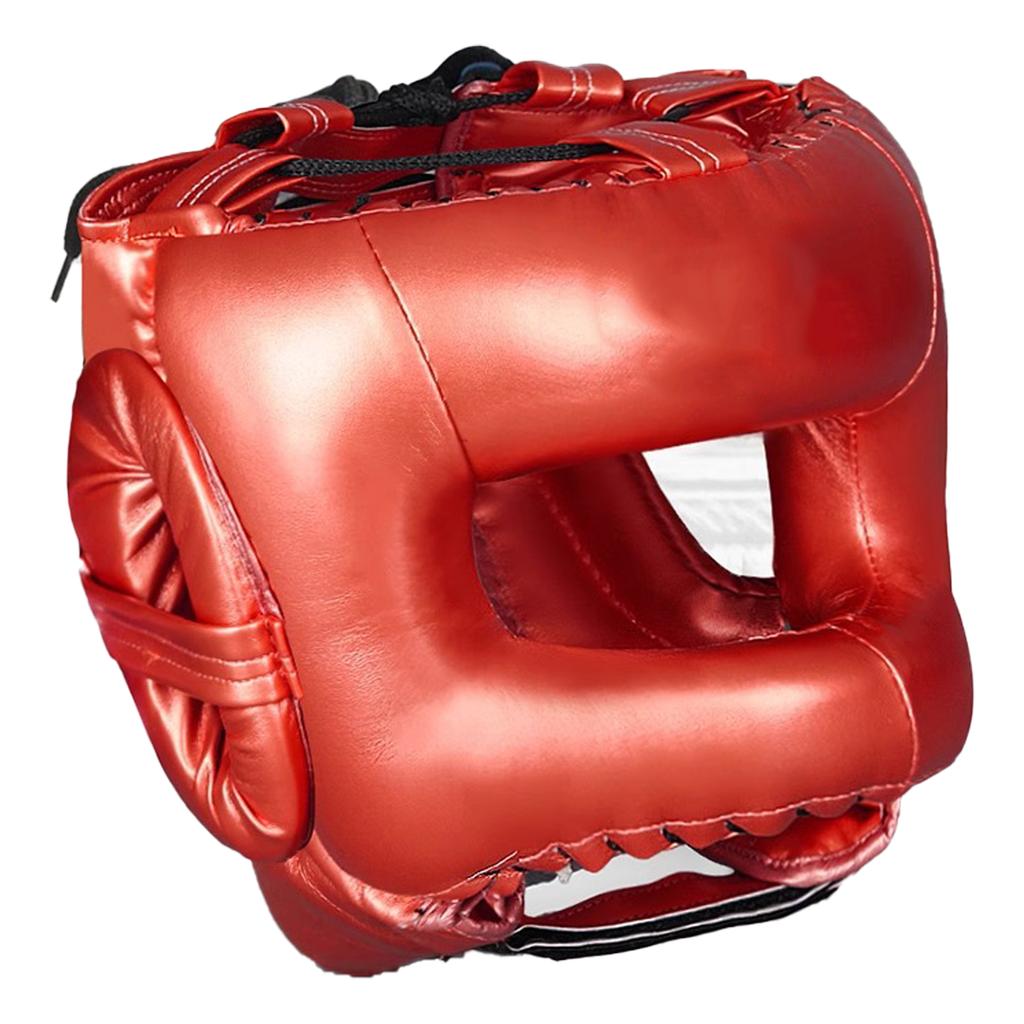 Full Face Kick Boxing Helmets PU Leather Training Sparring Headgear Helmets Martial Art Headgear Protector Enduring
