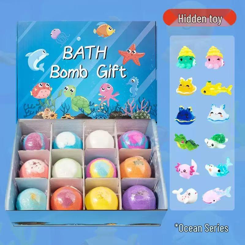 Cartoon Animal Bath Bomb Set: Fragrant Exploding Salt Balls for Kids - Bath Toy & Gift Box