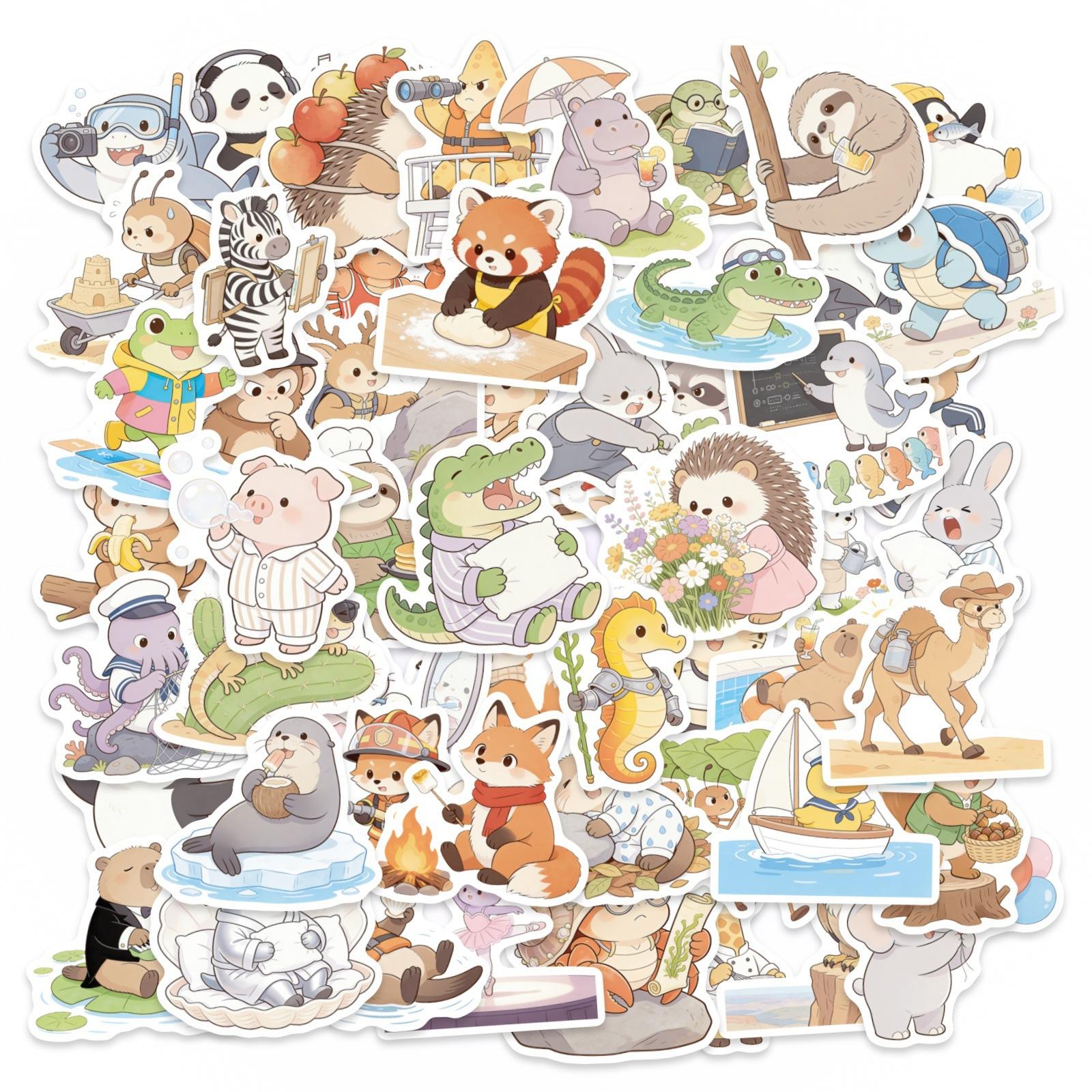 

56 Small Animal Daily Stickers Pack Creative Cute Animal Hand Account Material Decorative Children S Stickers