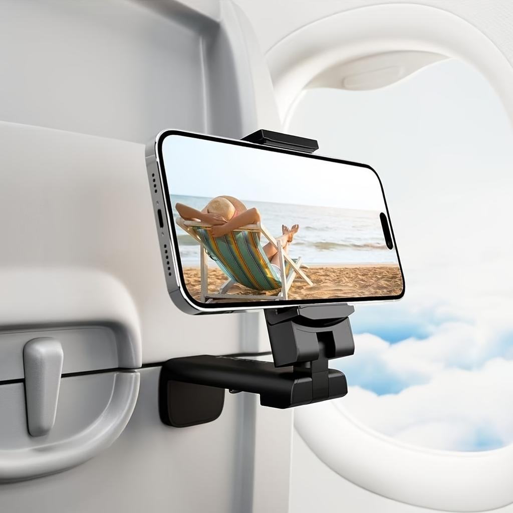 2 Flugzeug-Telefonhalterungen - Langlebige Reise-Ständer, die sich um 360° drehen, für freihändiges Betrachten in Autos und auf Schreibtischen, Reise-Zubehör, In-Flight-Unterhaltung