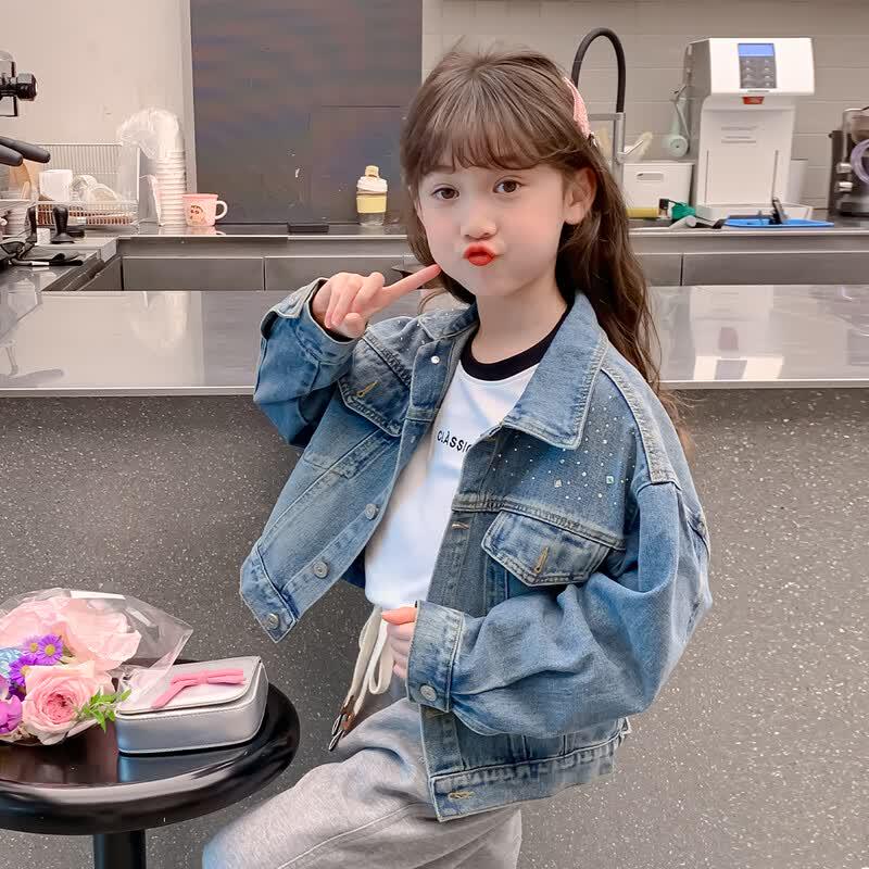 Magic Childhood Girls 2026 Autumn Denim Jacket 130