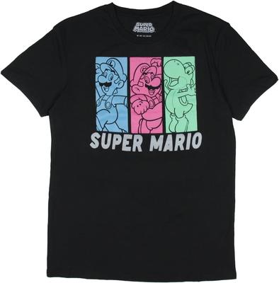 Super Mario Men's Mario Luigi Yoshi Block Retro Video Game T-Shirt