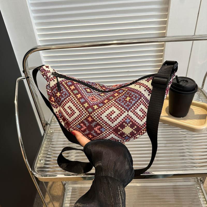 National style large capacity 2025 new trend fashion bag canvas dumpling casual shoulder oblique span bag