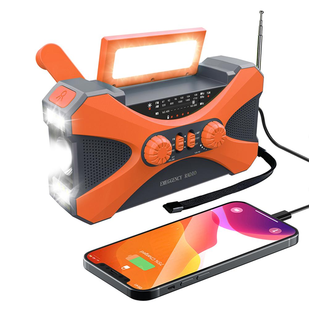 10000mAh Radio AM/FM/NOAA Weather Radio Solar Panels Solar Hand Crank Portable Emergency Flashlight Radio for Outdoor Camping