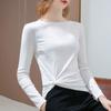 Long-sleeved T-shirt for Women In Spring and Autumn New Women's Clothing Irregular Hem Pleats Chic One-shoulder Solid Color Top