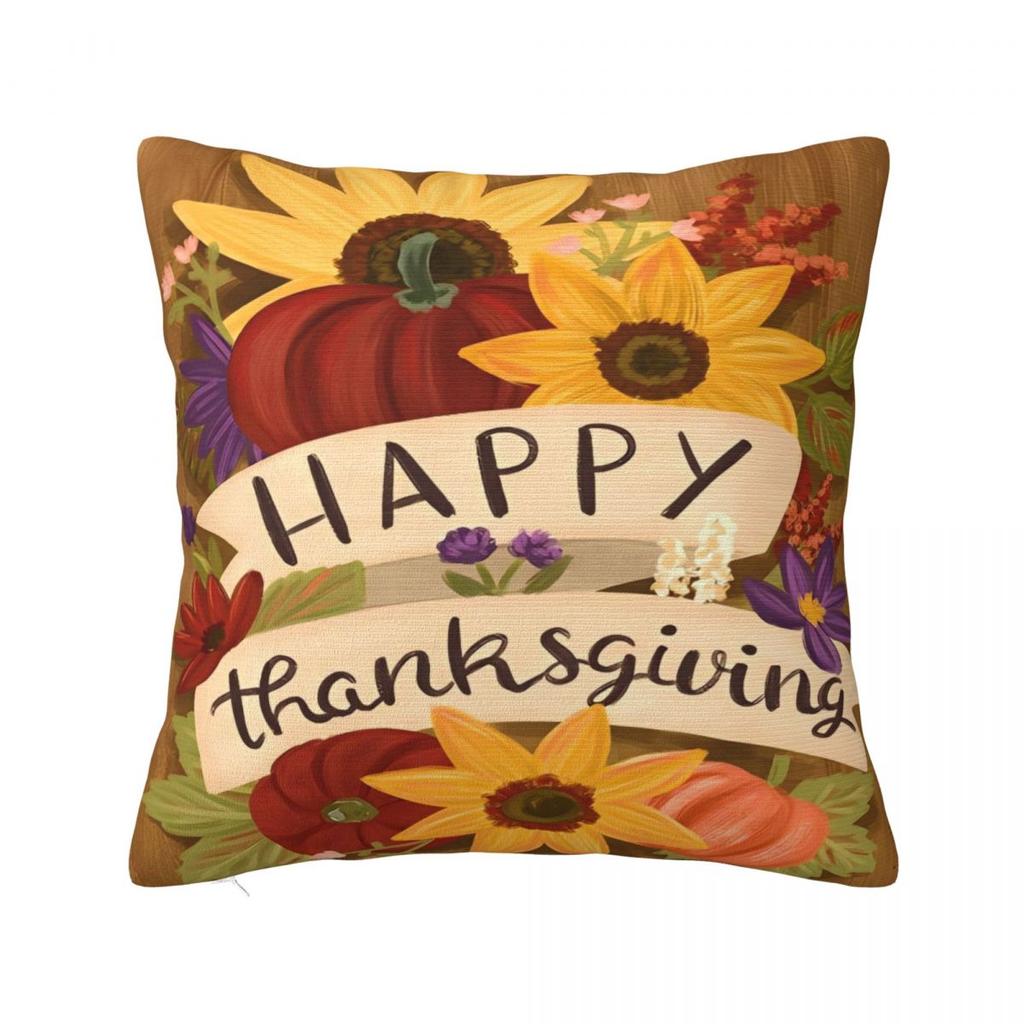 Pillow Case Happy Thanksgiving Day Soft Pillow Cover Morden Cushion Cover Graphic Pillowcases For Sofa Bedroom Home Decor