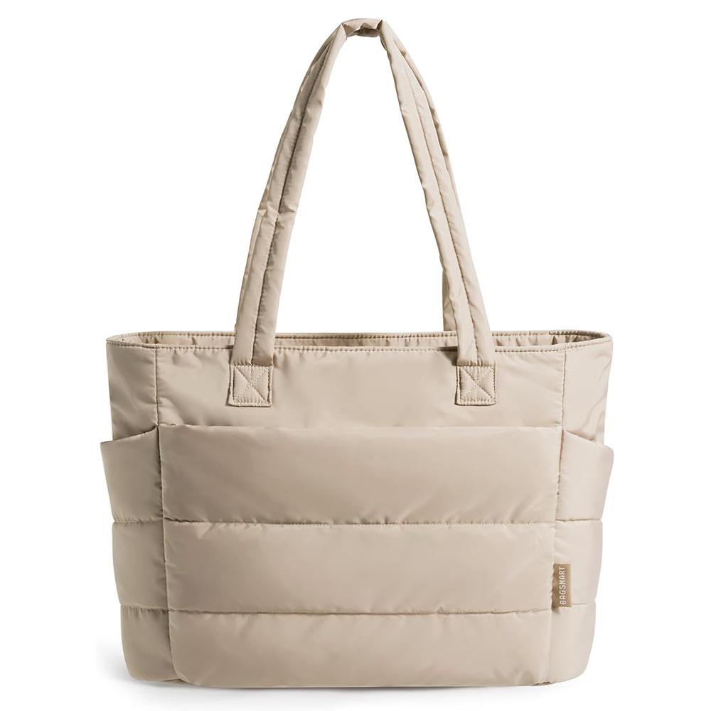Lightweight Puffy Laptop Bag Large Capacity Commute Briefcase Simple Cotton Padded Tote Bag  Travel