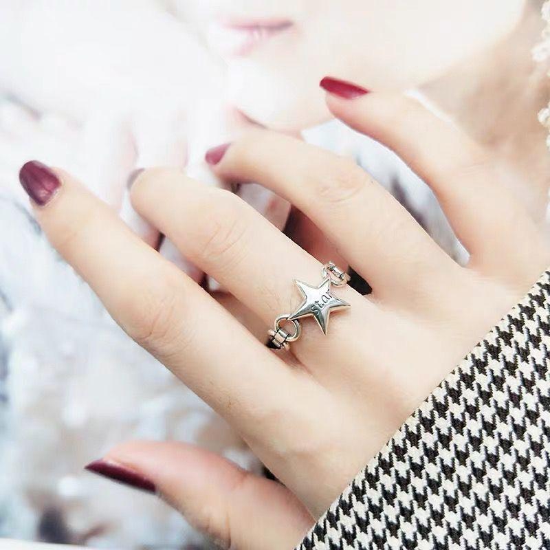Beixi s925 Sterling Silver Vintage Star Open Ring S925 Silver