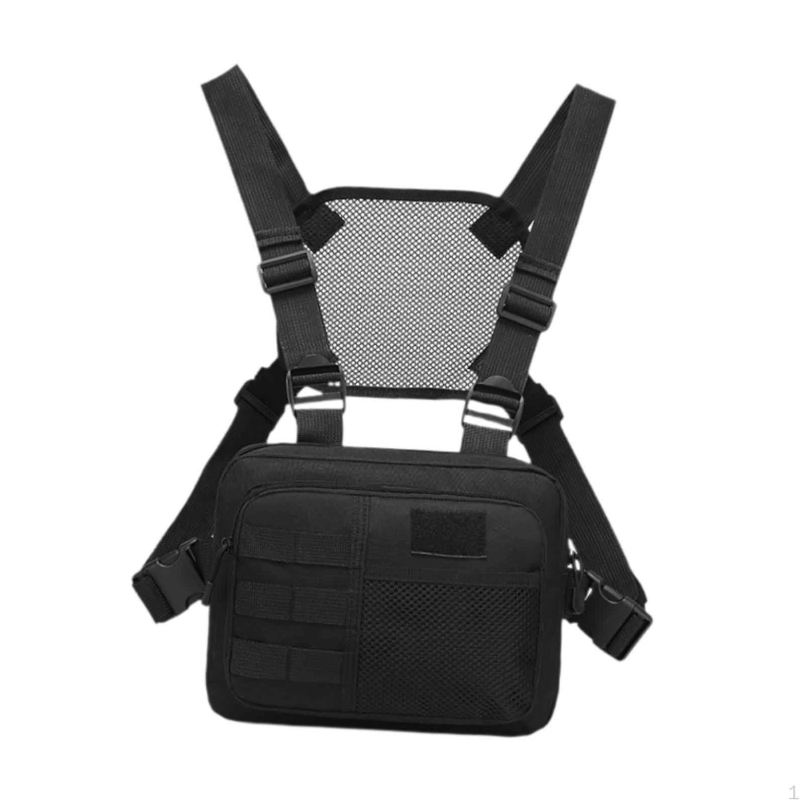 

Carry Pouch Wear Resistant with Adjustable Straps Fashion Practical Vest Bag чорний