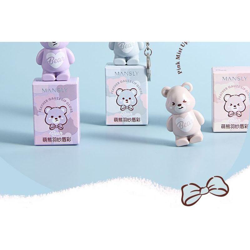 MANSLY - Cute Bear Keychain Feather Lip Mud - 4 Colors