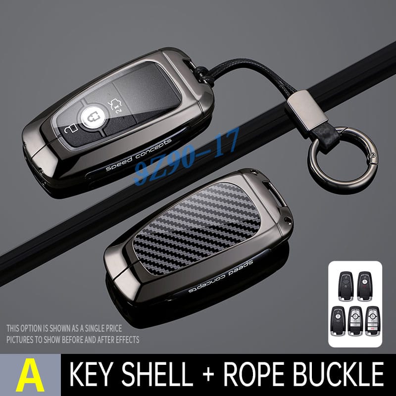 Metall Kohlefaser Auto Schlüsselanhänger Hülle Abdeckung Schlüsselring Für Tasche Ford Escape F150 Explorer Kuga Edge Bronco Sport Ecosport Mustang