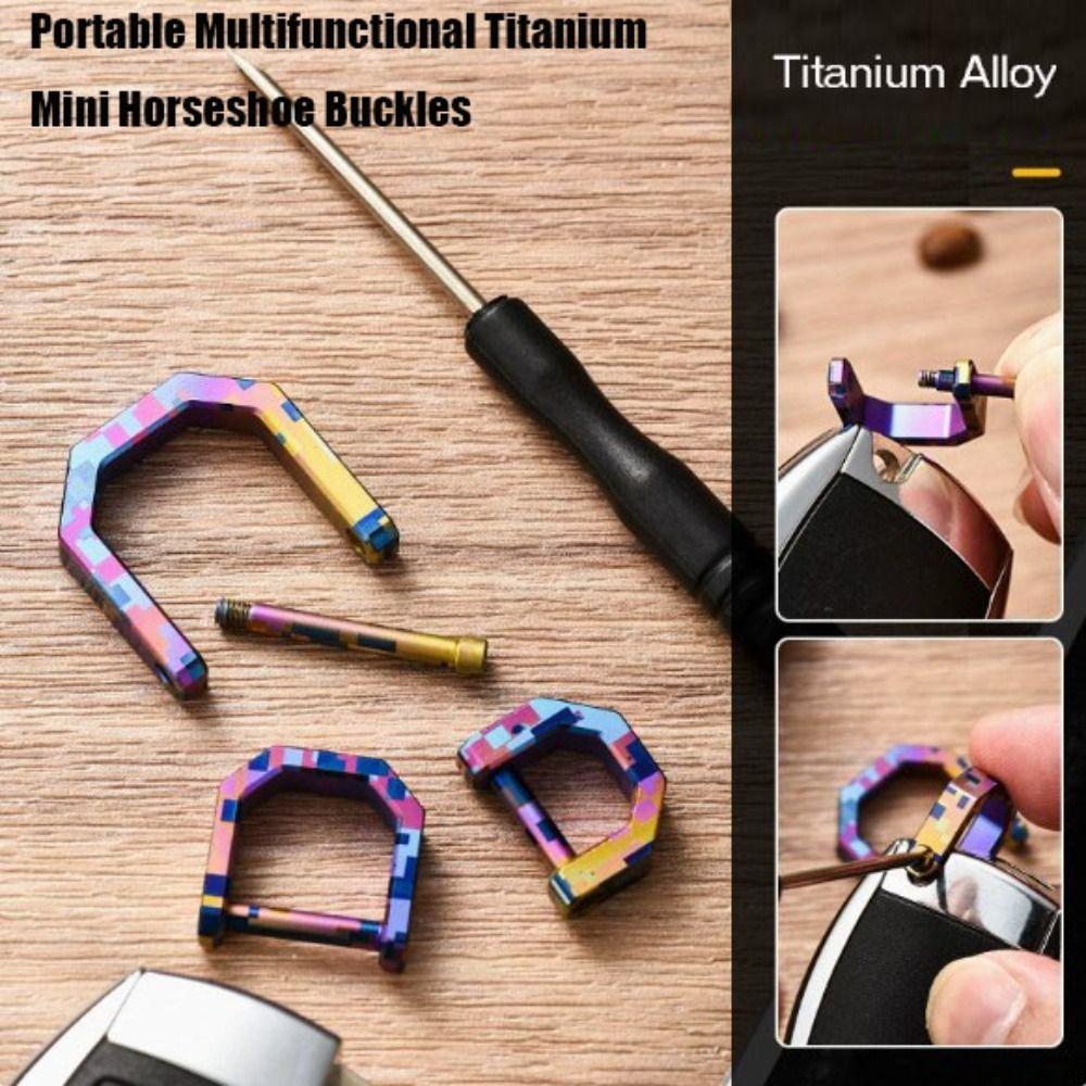 

Multifunctional Titanium Horseshoe Buckles Mini Keychain Hooks Outdoor Accessories 3