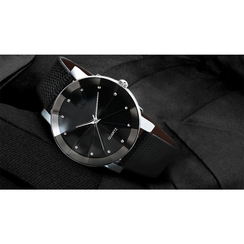 Women Men Couples Simple Casual Diamond Leather Belt Quartz Wrist Watch
