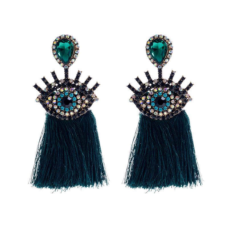 Devil's Eye Drip Oil Alloy Earrings: Trendsetting European & American Street Style