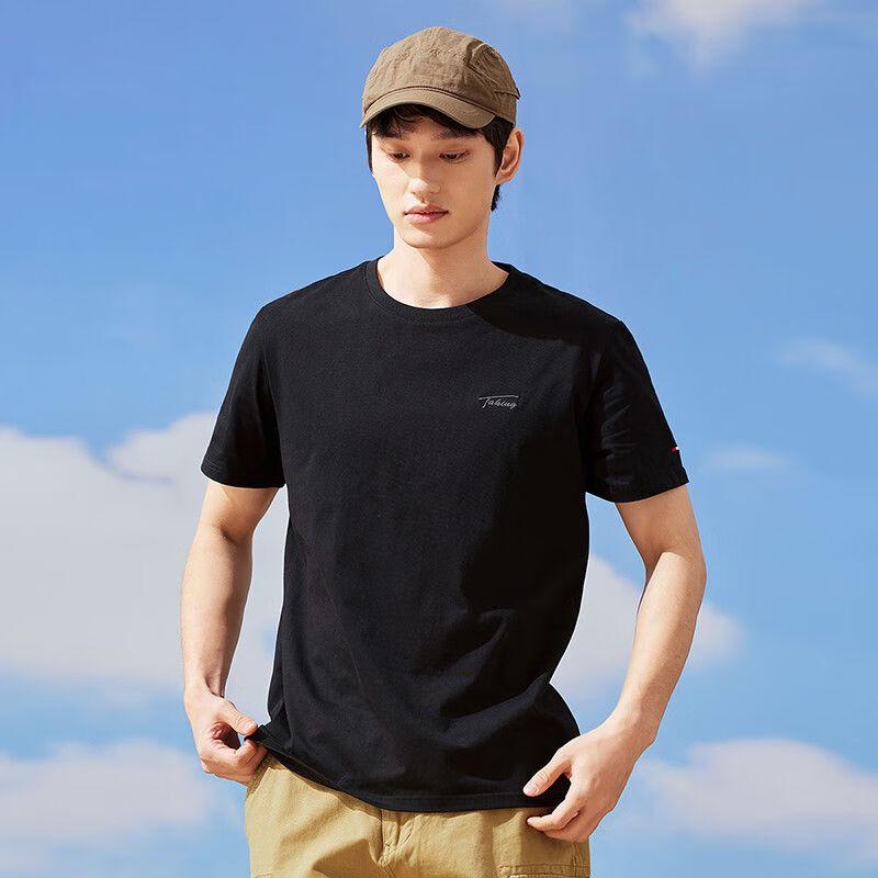 Men s Embroidered Pure Cotton Short Sleeve T-Shirt L