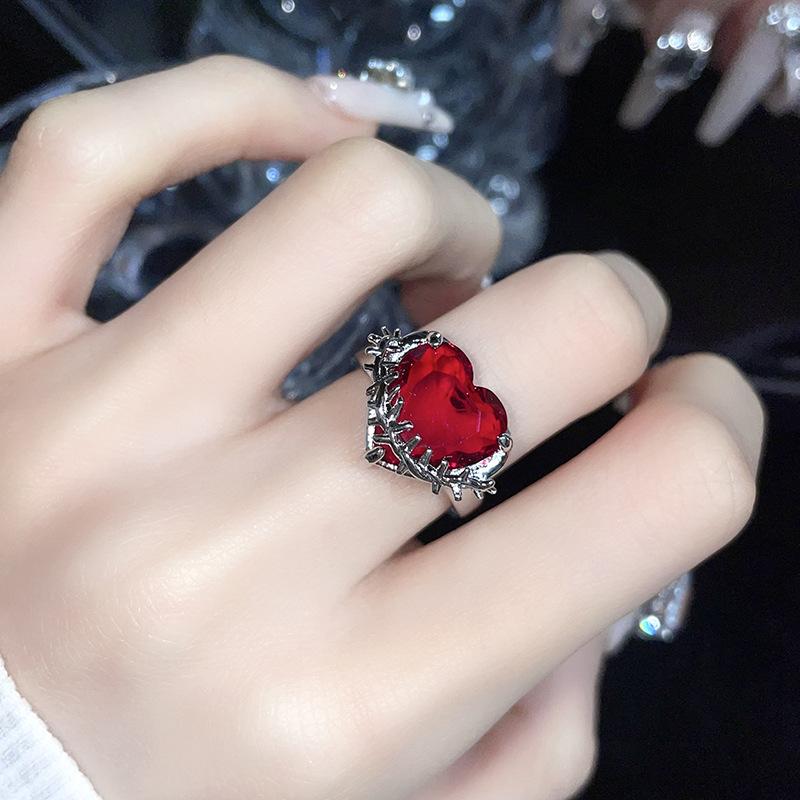 

Love Zircon Thorn Ring Women S Niche Design Sense Advanced Sense Index Finger Ring Personality Rose French Ring Adjustable opening