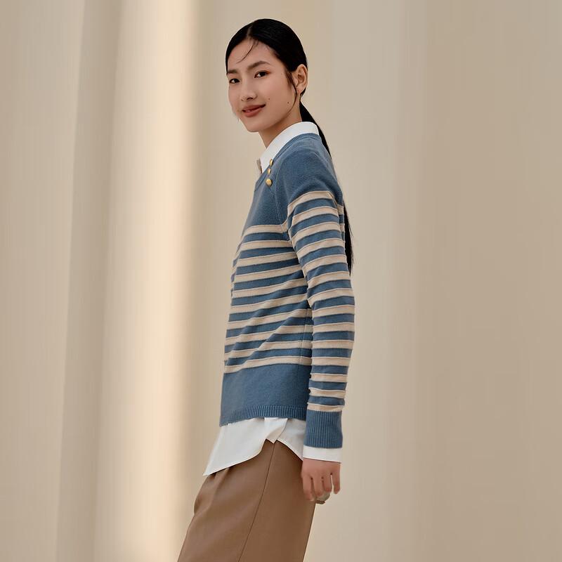 Women's Crew Neck Long Sleeve Wool Sweater 240G3D41