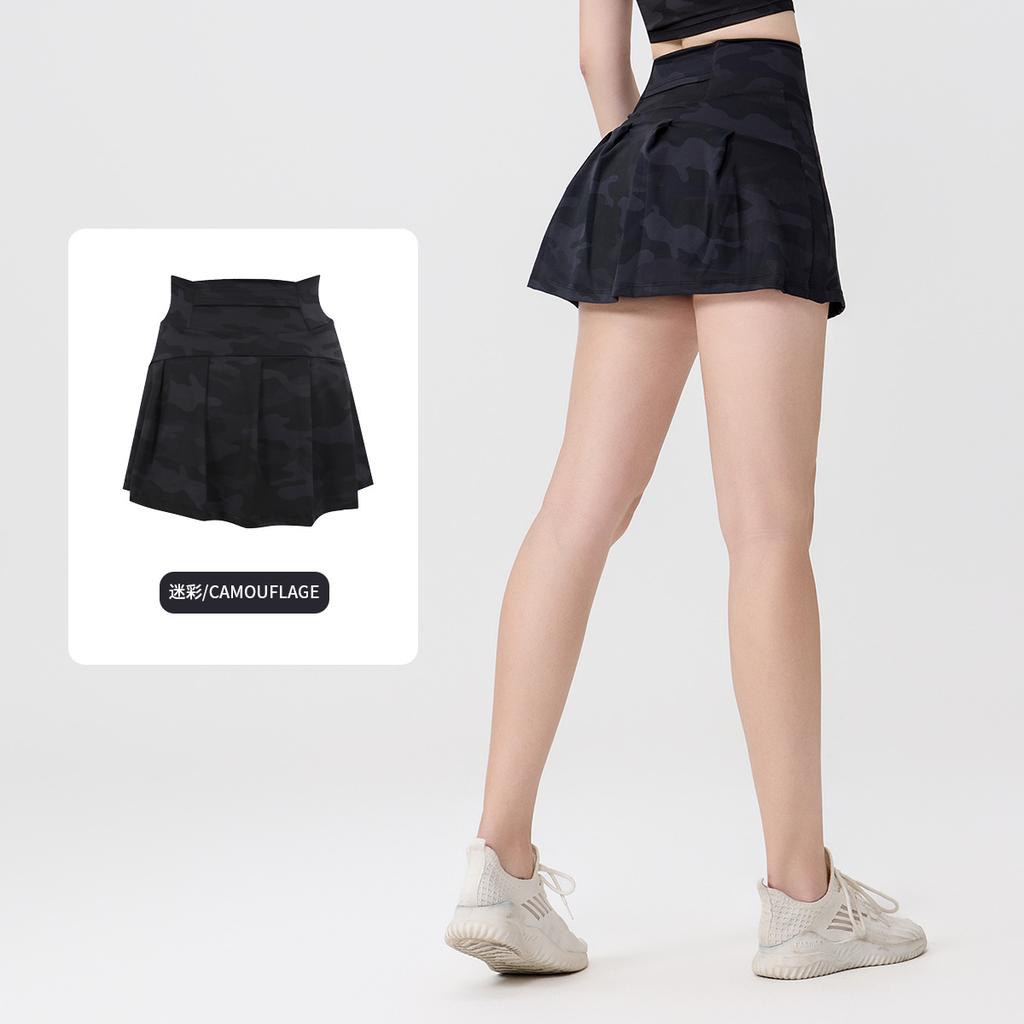 () Sports Tennis Skirt Women'S Anti-Light Fitness Skirt Fake Two-Piece Yoga Quick-Drying Pleated Skirt Shorts