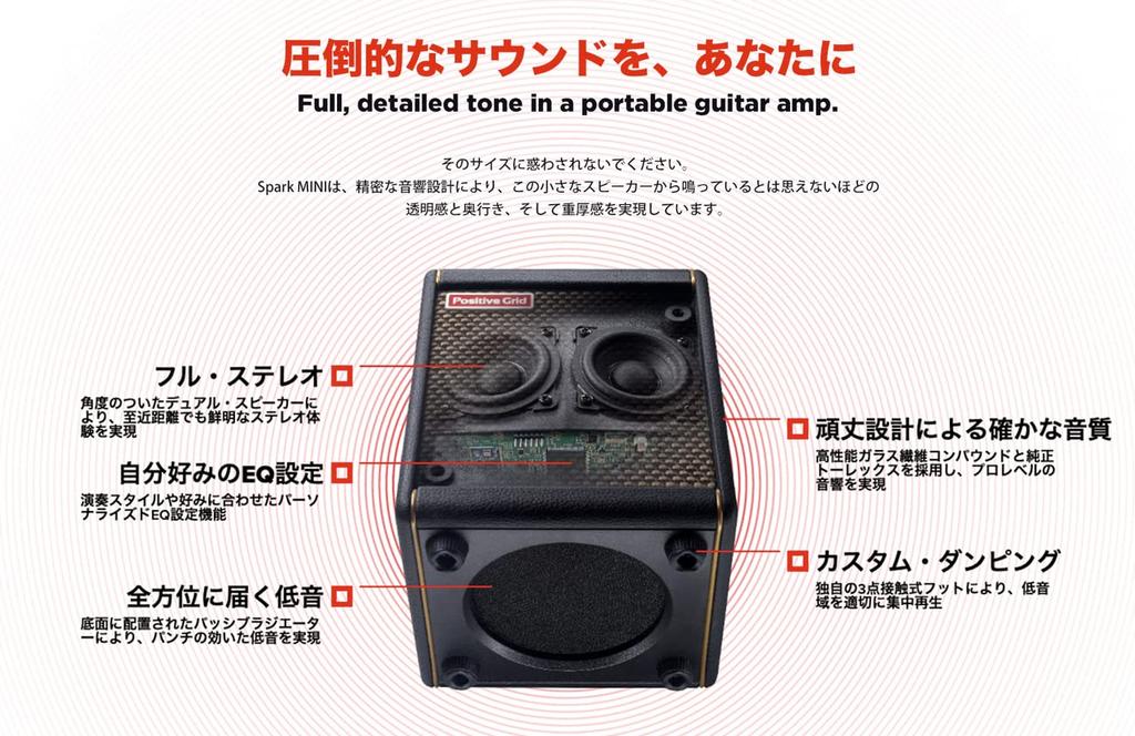 Positive Grid Spark MINI Pearl Compact Guitar Amplifier with Bluetooth and Speaker for Electric and Acoustic Guitar Practice Includes Original Pick