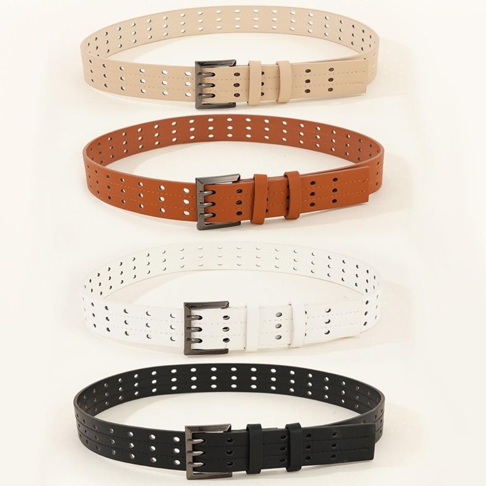 Y2k Leather Waistband Vintage Women's Dress Jeans Belt Trendy Three-Row Wide Belt Waist Belt