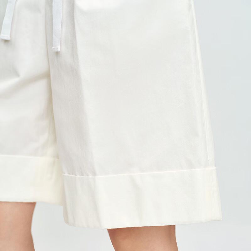 LESS 2025 Summer Solid Straight-Leg Cotton Shorts