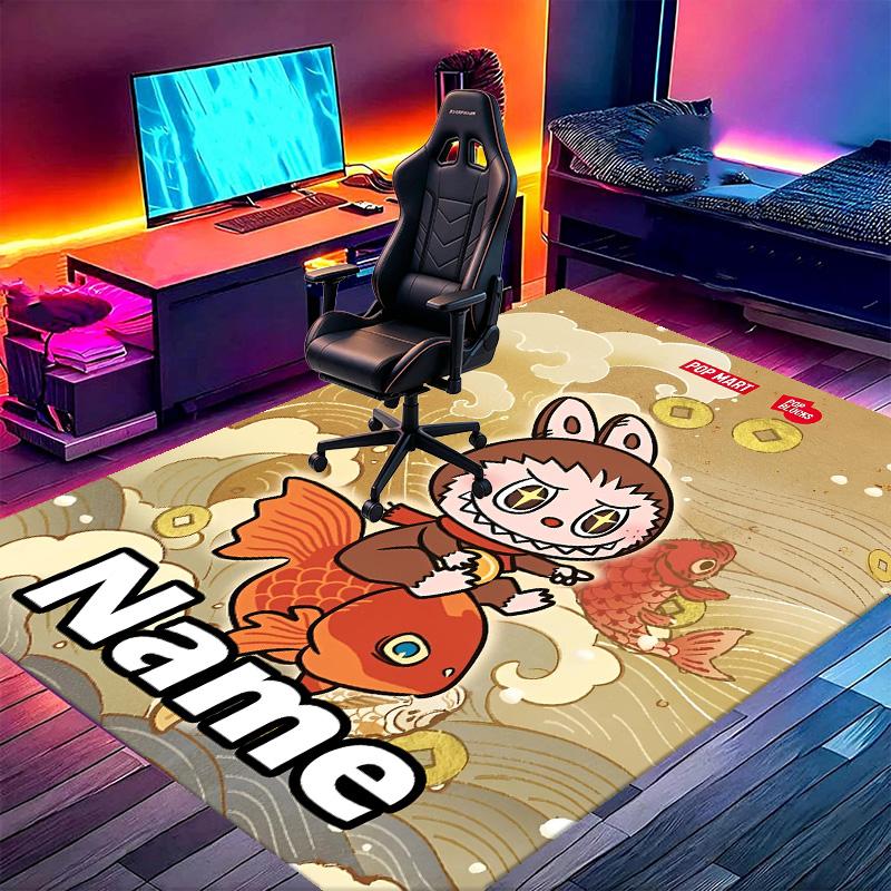 Custom Name Personalized Labubu Print Carpet, Versatile Home Decor Rug, for Playroom, Apartment, Balcony, Entryway, Hallway Gift