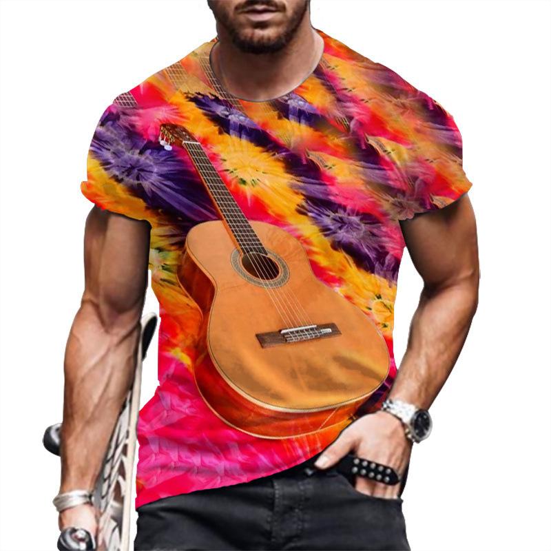 3D digitally printed men s T-shirt, casual crew neck short sleeves S