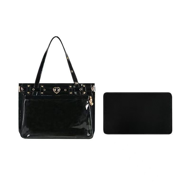 JIAERDI Japanese Harajuku Studded Handbag Women Transparent Anime Ita Bag Ladies Square Large Capacity Leather Shoulder Bag 2025