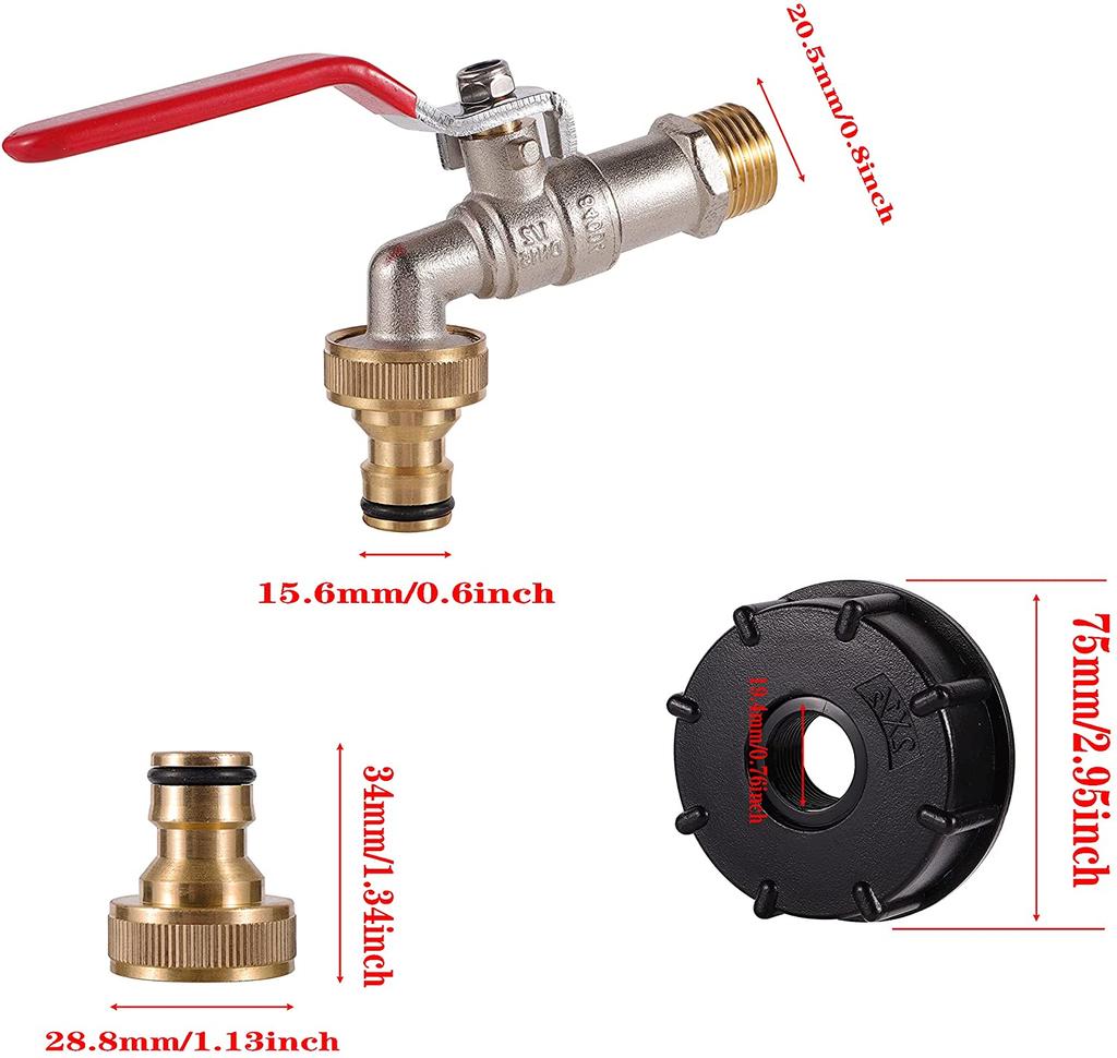 IBC Tote Tank Adapter Faucet S60X6 Faucet BC Tank adapters Valve accessories Single and double end drain faucets Shut-off valves