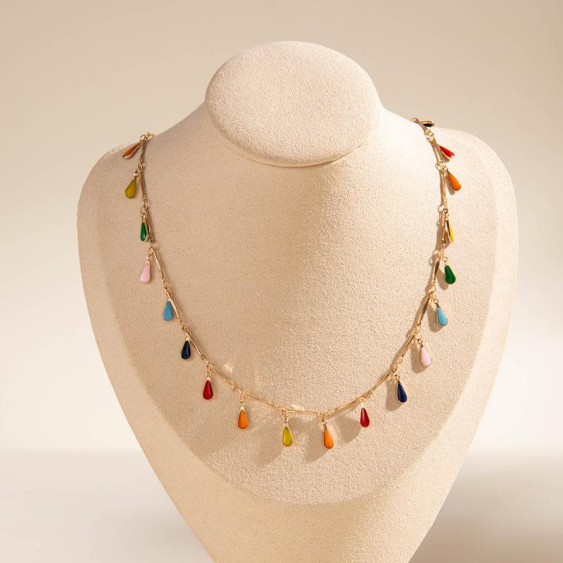 Accessories Colored Crystal Metal Collarbone Necklace, Long Imitation Pearls Stacked On Top of Each Other, Wearing Y-shaped Necklace Women