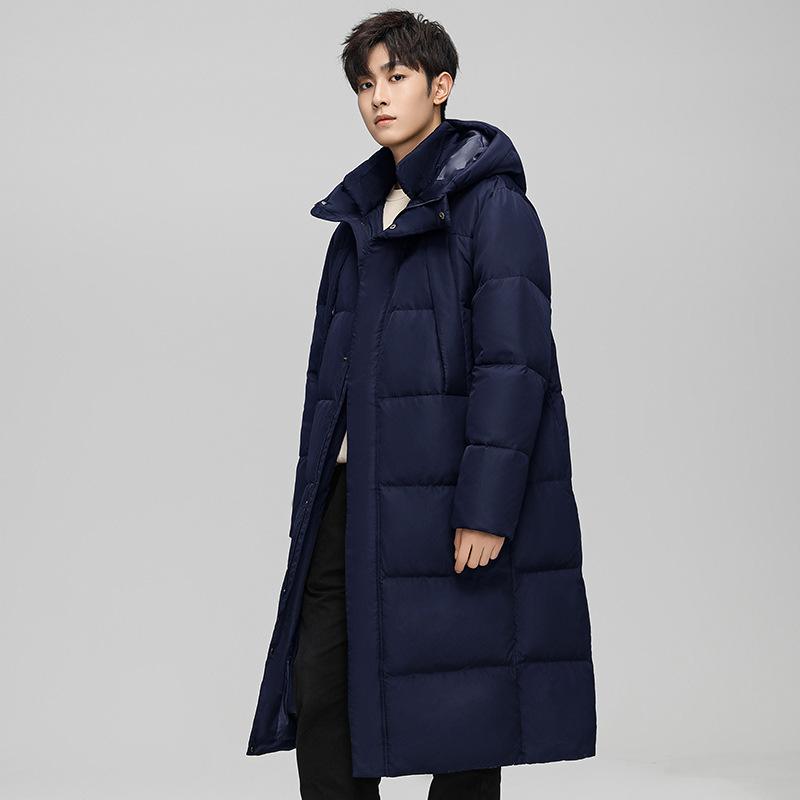National standard high-quality thermal coat down jacket for men and women medium and long couples cross-border outdoor tooling hooded jacket