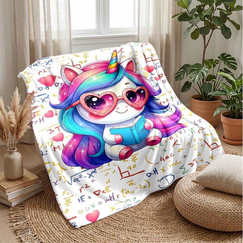 Unicorn Rainbow Stars Theme blanket Lightweight Warm Flannel Blanket Decorative Throw Blanket for Home Decoration