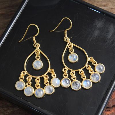 Boucles d'oreilles pierre de lune Bijoux en argent sterling 925 Boucles d'oreilles pendantes pour femmes