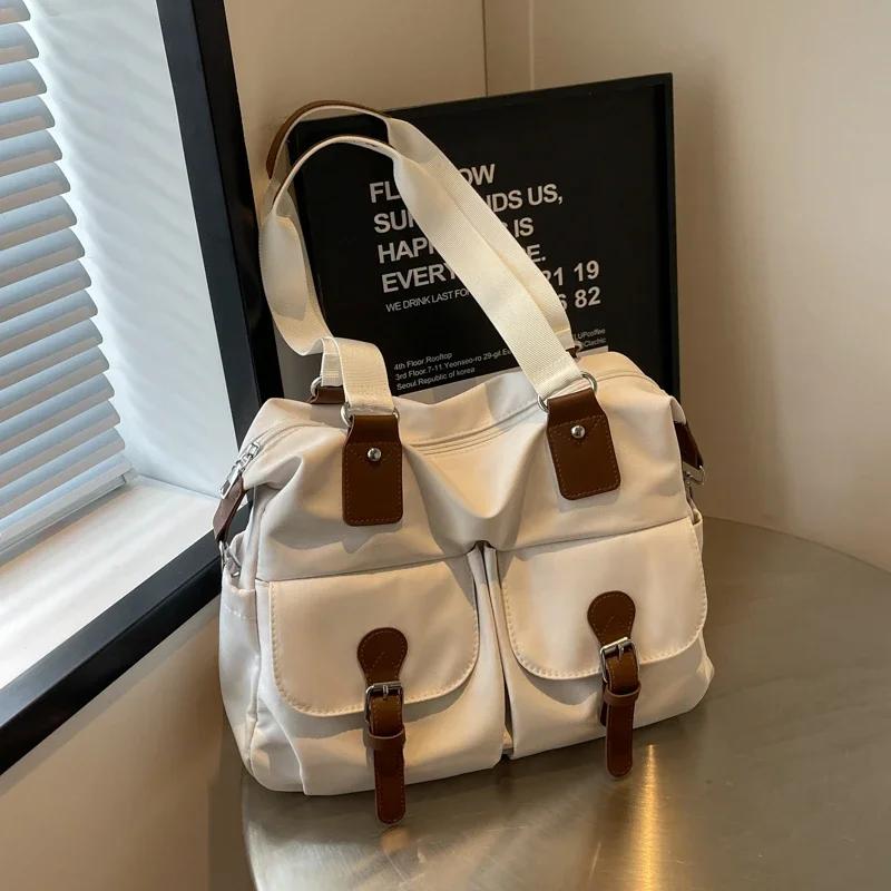 Large Capacity Nylon Zipper Underarm Bag  Leisure Bag  Sweet Shoulder Bags  Versatile Fashion  Retro
