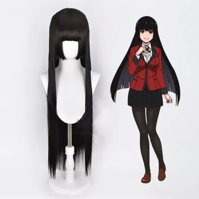 Cosplay Wig Hair Kakegurui Yumeko Jabami Heat Resistant Synthetic Hair Long Straight Black Grey Cosplay Wig KTB