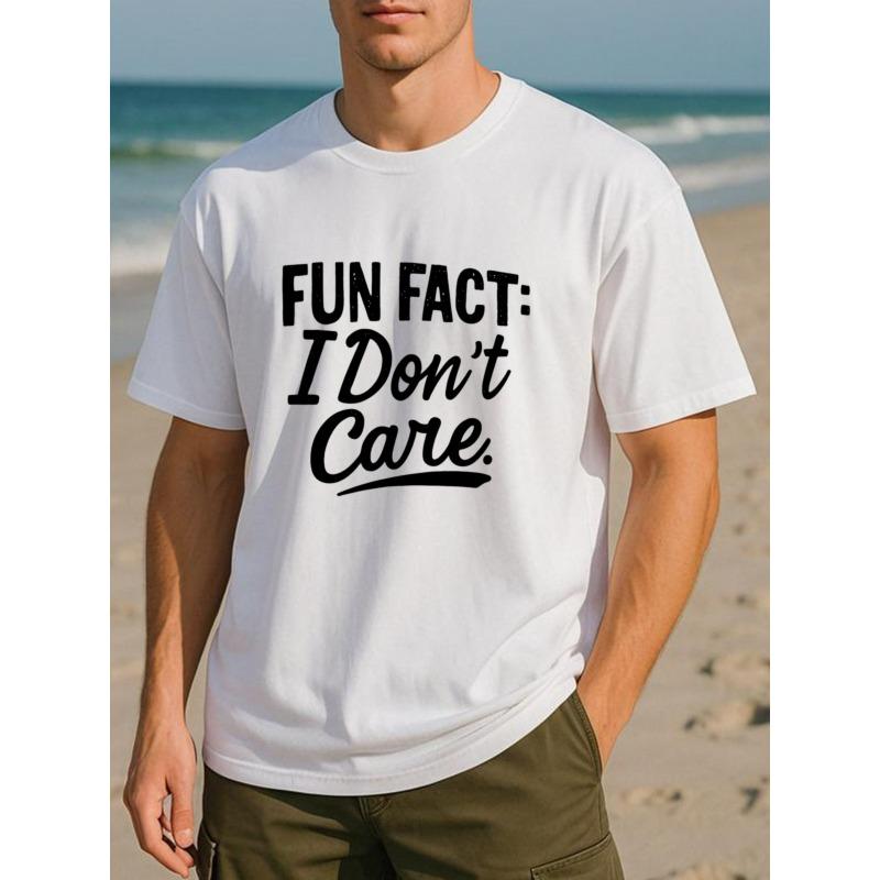 European sizes FUN FACT: I Don't Care | Men'S Print Short-Sleeved Sports T-Shirt, Regular Fit, Sweat-Absorbing and Quick-Drying