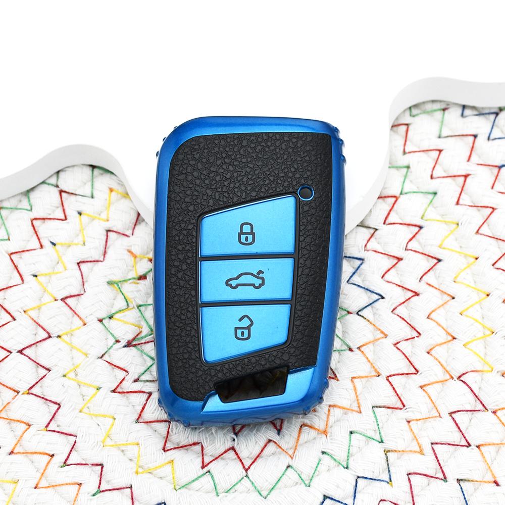 Leather Tpu Car Key Case Full Cover Auto Shell Fob For Volkswagen Vw Tiguan Mk2 Magotan Passat B8 Cc For Skoda Superb A7