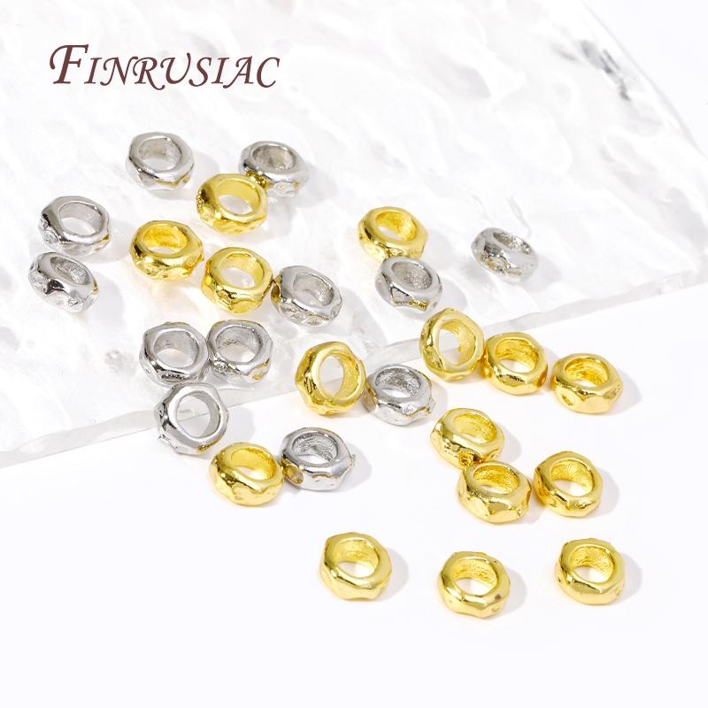 18K Gold Plated/Rhodium Irregular Spacer Beads,Separator For Beads,Metal Bracelet Beads DIY Jewelry Making Accessories